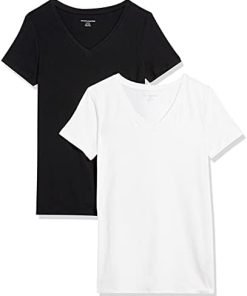 Amazon Essentials Women's Classic-Fit Short-Sleeve V-Neck T-Shirt, (Available in Plus Size), Multipacks