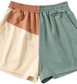 SOLY HUX Women's Casual Elastic Shorts Running High Waisted Color Block Sweat Shorts with Pockets