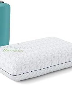 Vaverto Travel and Camping Pillow - Compressible Medium Firm Memory Foam, Breathable Bamboo Cover, Machine Washable, Ideal for Backpacking, Airplane, Car Travel