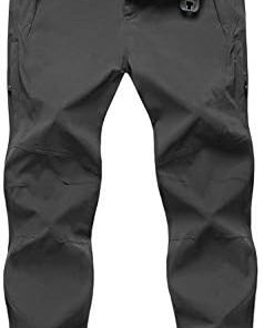 TBMPOY Men's Hiking Pants with Belt Outdoor Quick-Dry Lightweight Waterproof Fishing Mountain Pants 5 Zipper Pockets
