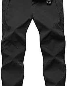 TBMPOY Men's Hiking Pants with Belt Outdoor Quick-Dry Lightweight Waterproof Fishing Mountain Pants 5 Zipper Pockets