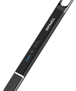 Electric Lighter, Candle Lighter, Windproof USB Rechargeable Electronic Plasma Arc Lighter with Safety Lock, Battery Indicator, Long Lighter for Candle, Camping, BBQ, Grill, Fireplace (Matte Black)