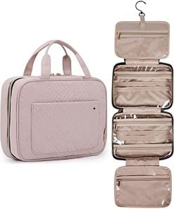 BAGSMART Toiletry Bag Travel Bag with Hanging Hook, Water-resistant Makeup Cosmetic Bag Travel Organizer for Accessories, Shampoo, Full Sized Container, Toiletries