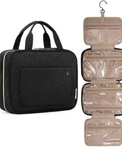 BAGSMART Toiletry Bag Travel Bag with Hanging Hook, Water-resistant Makeup Cosmetic Bag Travel Organizer for Accessories, Shampoo, Full Sized Container, Toiletries