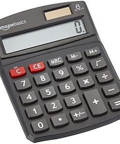 Amazon Basics LCD 8-Digit Desktop Calculator, 1 Pack, Small, Black