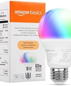 Amazon Basics Smart A19 LED Light Bulb, Color Changing, 2.4 GHz Wi-Fi, 60W Equivalent 800LM, Works with Alexa Only, 1-Pack, Certified for Humans