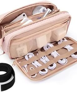 BAGSMART Electronic Organizer for Women,Travel Cable Organizer,Pink