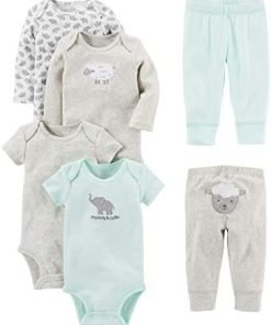 Simple Joys by Carter's Unisex Babies' 6-Piece Bodysuits (Short and Long Sleeve) and Pants Set
