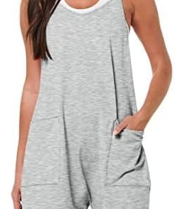 ANRABESS Women's Summer Casual Sleeveless Rompers Loose Spaghetti Strap Shorts Jumpsuit with Pockets