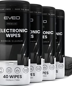 Electronic Wipes Streak-Free for Screen Cleaner & Smart Watch [4 Pack x 40] TV Screen, Smart TV, Computer Screen, Laptop, Phone, Tablet, and Electronics devices - Microfiber Cloth Included [160 Wipes]