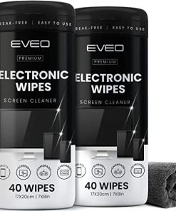 Electronic Wipes Streak-Free for Screen Cleaner & Smart Watch [2 Pack x 40] TV Screen, Smart TV, Computer Screen, Laptop, Phone, Tablet, and Electronics devices - Microfiber Cloth Included [80 Wipes]