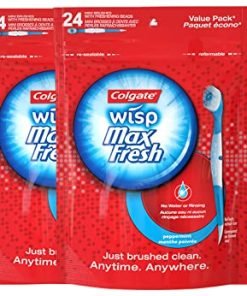Colgate Max Fresh Wisp Disposable Mini Travel Toothbrushes, Peppermint, 24 Count (Pack of 4)