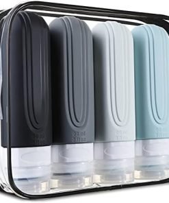 Mrsdry Travel Bottles for Toiletries, Tsa Approved 3oz Travel Size Containers BPA Free Leak Proof Refillable Liquid Silicone Squeezable Travel Accessories for Shampoo Conditioner Lotion (4 Pack)